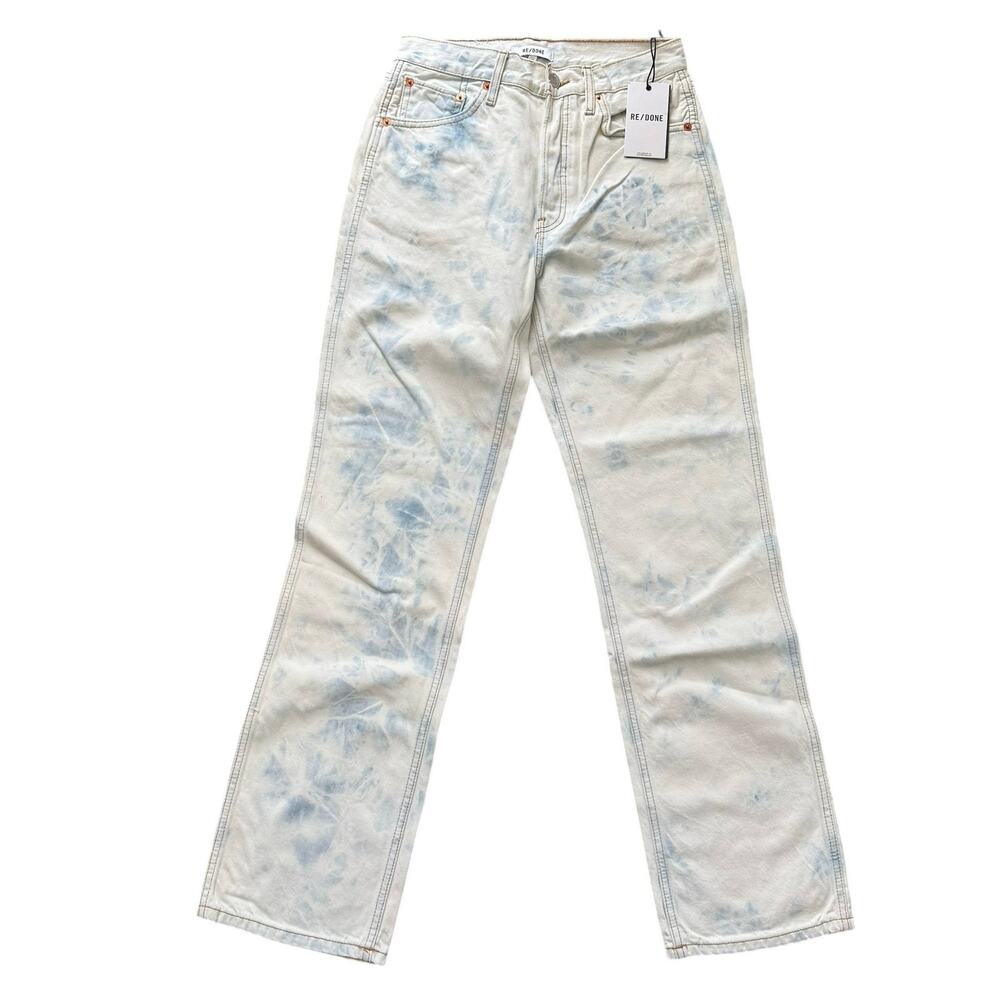 Re/Done 90s High Rise Loose Jeans Button Fly Bleached Wash Denim Size 27